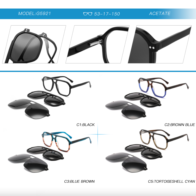 Acetate frame with two clip on nov